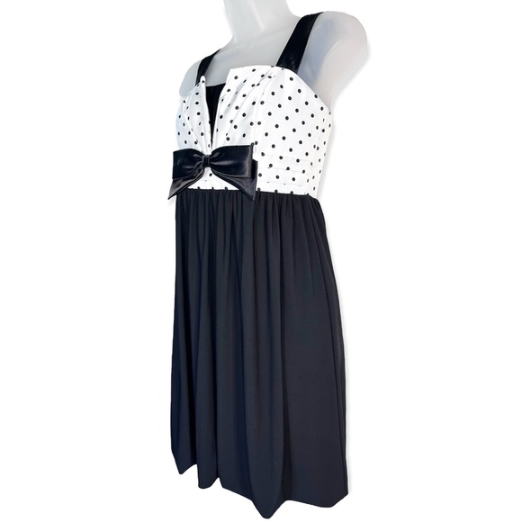Jessica McClintock Gunne Sax Satin Polka Dot Pleated Bow Party Dress Size 3 - Picture 2 of 7